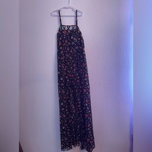 Floral romper with long sheer back